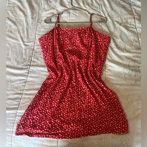 red mini dress with pink flowers